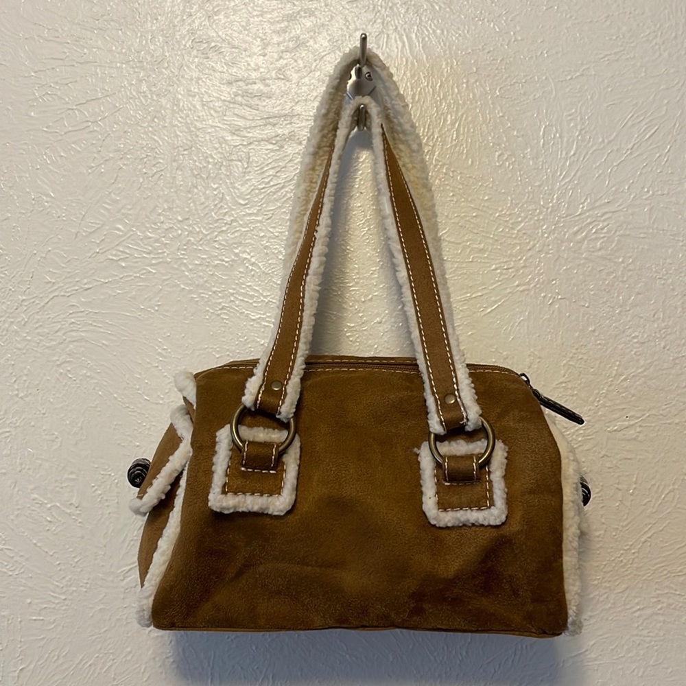 Sherpa Trim Suede Purse